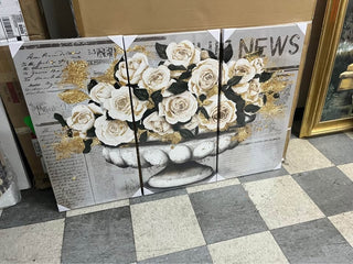 Large 3 Piece Floral Hanging Canvas Wall Art RCD|72355