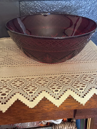 Vintage Cristal D'Arques Durand Ruby Red Glass Serving Bowl - RCD|114461