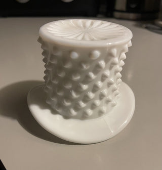 3.5" Milk Glass Top Hat Hobnail Match/ Toothpic Hold--SP MTS
