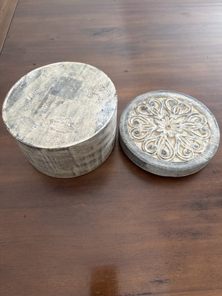 AJ - Round Carved Wood Box MTS
