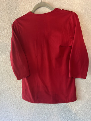 12F Quacker Factory Red Sequin Top Size XS MTS|66902