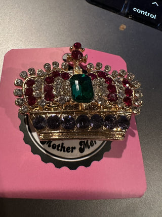 #62 VV Rhinestone-Embellished crown pin MTS|62502