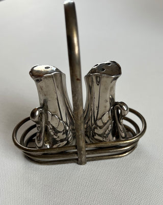 Vintage MCM silver swan salt/pepper shakers|74374