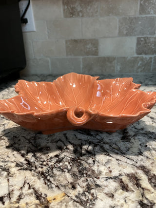 Large Ceramic 12” Fall Leaf Bowl (Orange Color) RCD|109140