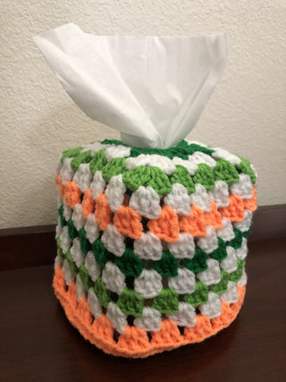 Green & Orange Crochet Tissue Box Cover MTS|158811
