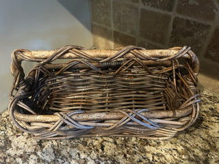 Rectangular Wicker Basket with Pole Handle   MTS