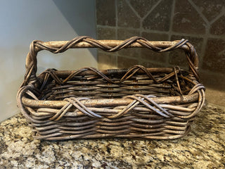 Rectangular Wicker Basket with Pole Handle   MTS