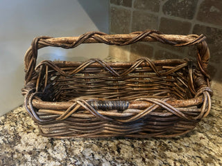 Rectangular Wicker Basket with Pole Handle   MTS
