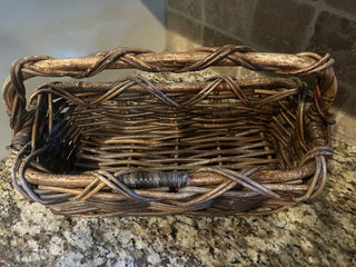 Rectangular Wicker Basket with Pole Handle   MTS
