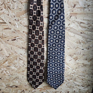 Men's - Vintage Nautica - Blue/Gray/Brown Geometric Necktie (BRI) - MTS|143145