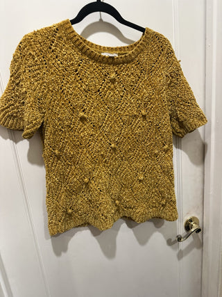 Loft Large size  Yellow Short Sleeve Sweater with pom poms #63 VV MTS|135845