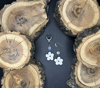 Bead with flower earrings|42108