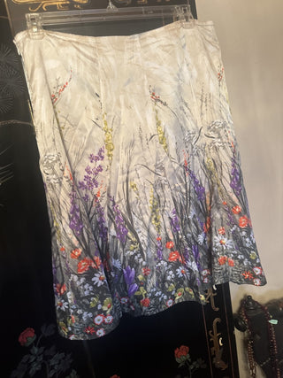 Chicos Size 2 Floral English Garden Silk Skirt #63 VV MTS|111697