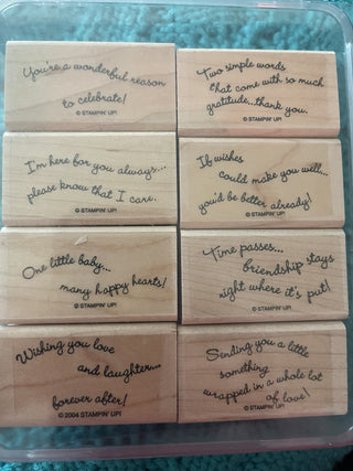 Stampin UP set of 8 sentiment rubber stamps rsv