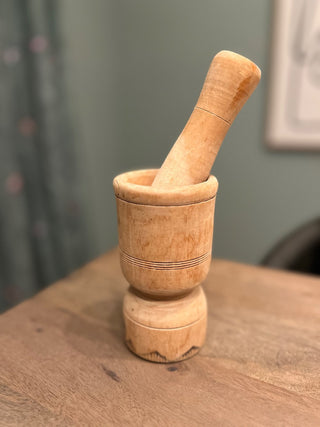 Vintage wood mortar and pestle|53291