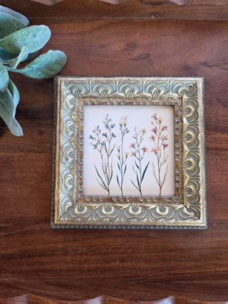 Vtg Style Wildflower Print in Frame