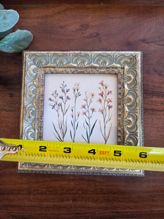 Vtg Style Wildflower Print in Frame
