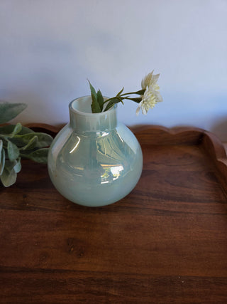 Blue Opaline Glass Bud Vase