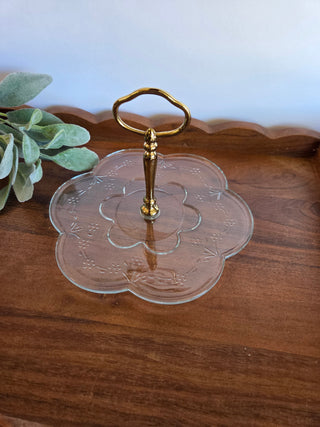 Vtg Pfaltzgraff Blossom Glass Tray
