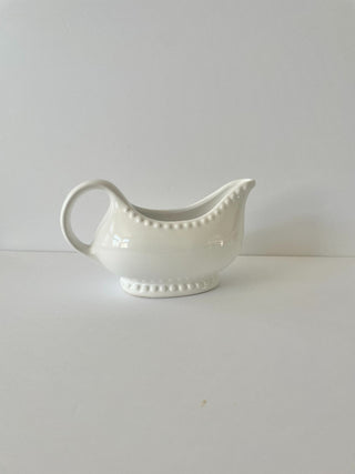White Beaded Gravy Boat (RSV)|93348