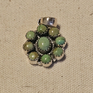 .925 green turquoise cluster pendant