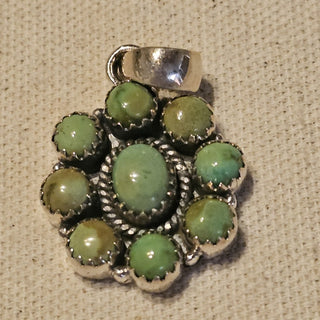.925 green turquoise cluster pendant