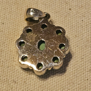 .925 green turquoise cluster pendant