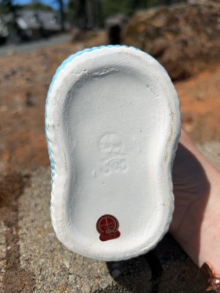 Rubens Original Vintage Ceramic blue baby bootie 3D Flowers  Planter