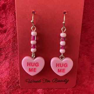 Hug Me pink heart Valentine dangle earrings RSV