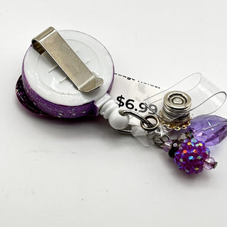 Purple Bling Heart Badge Holder Slide on Belt Clip|74754