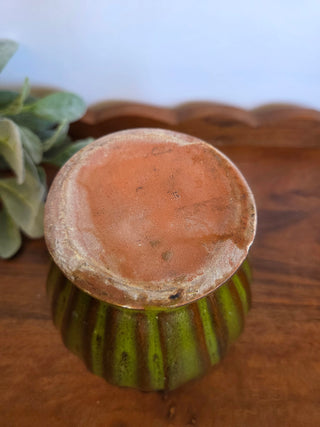 Vtg Antique Green Pottery Pot