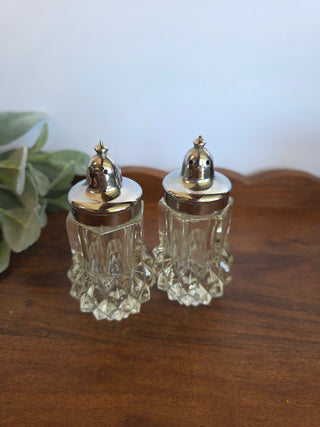 Vtg Glass Salt & Pepper Shakers Set