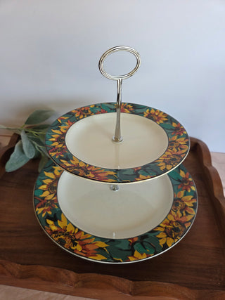 Vtg Sunflower 2 Tiered Stand