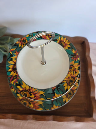 Vtg Sunflower 2 Tiered Stand