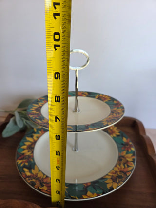 Vtg Sunflower 2 Tiered Stand
