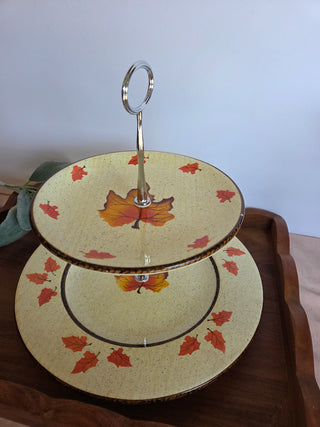 Fall Leaves 2 Tiered Stand