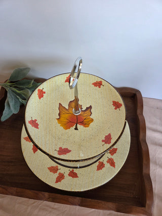 Fall Leaves 2 Tiered Stand