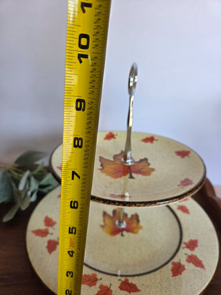 Fall Leaves 2 Tiered Stand