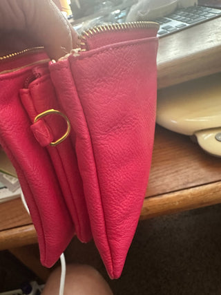 Hot Pink Leather Clutch/cross body (no strap) 5.5"x8" RCD|89646