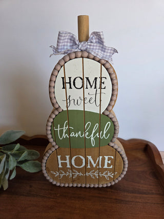 Rustic Wood Stacked Pumpkins