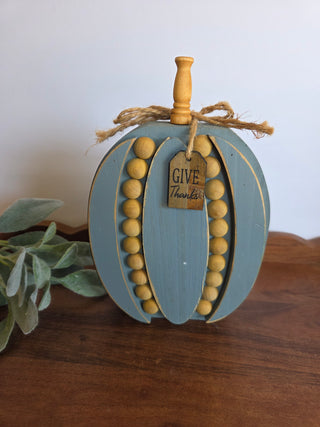 Blue Wooden Pumpkin Decor