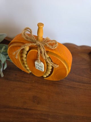 Orange Wooden Pumpkin Decor