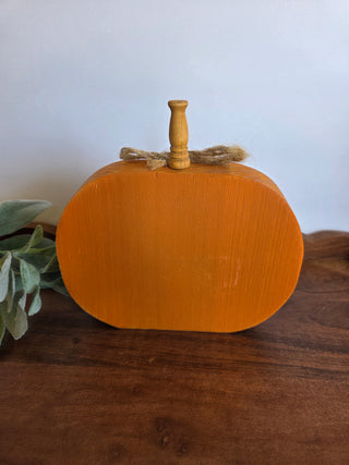 Orange Wooden Pumpkin Decor