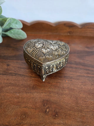 Vtg. Metal Heart Shaped Box