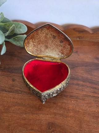 Vtg. Metal Heart Shaped Box