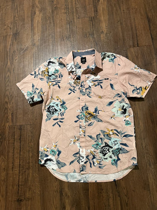 Men's Vans Pink Floral Hawaiian Shirt, Size Medium RCD|158699