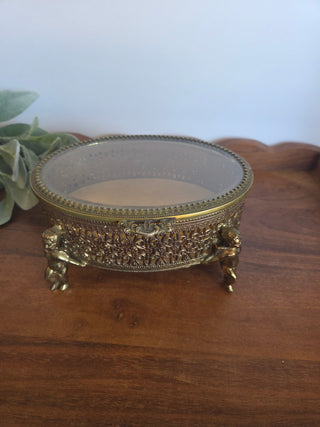 Hollywood Regency Gold Jewelry Box