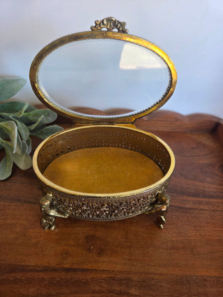 Hollywood Regency Gold Jewelry Box