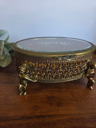 Hollywood Regency Gold Jewelry Box