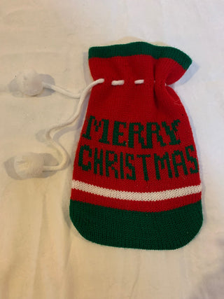 Vntg knit Christmas gift sack 8”|132246
